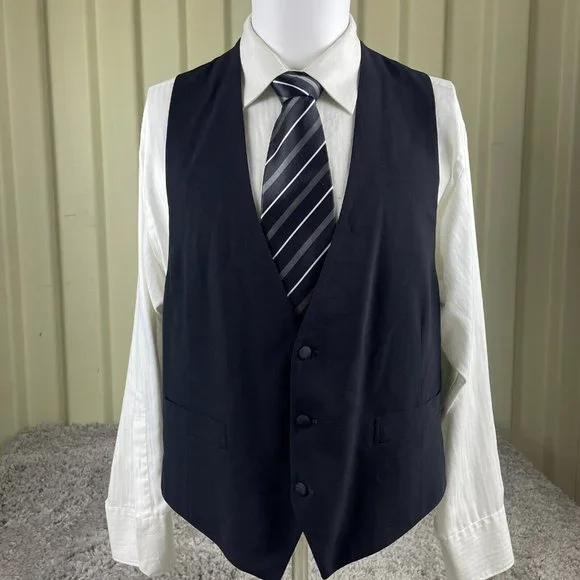 Vestimenta 2-Piece Suit Jacket Men's Size 40R Black Wool with Vest Made in Italy